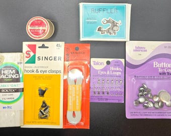Vtg Sewing Notions Lot Singer, Talon, Clark’s, Ruffler Attachment