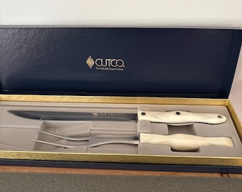 VTG Cutco 1834W Carving Set Pearl White Handle 1723 Knife 1727 Fork Original Box