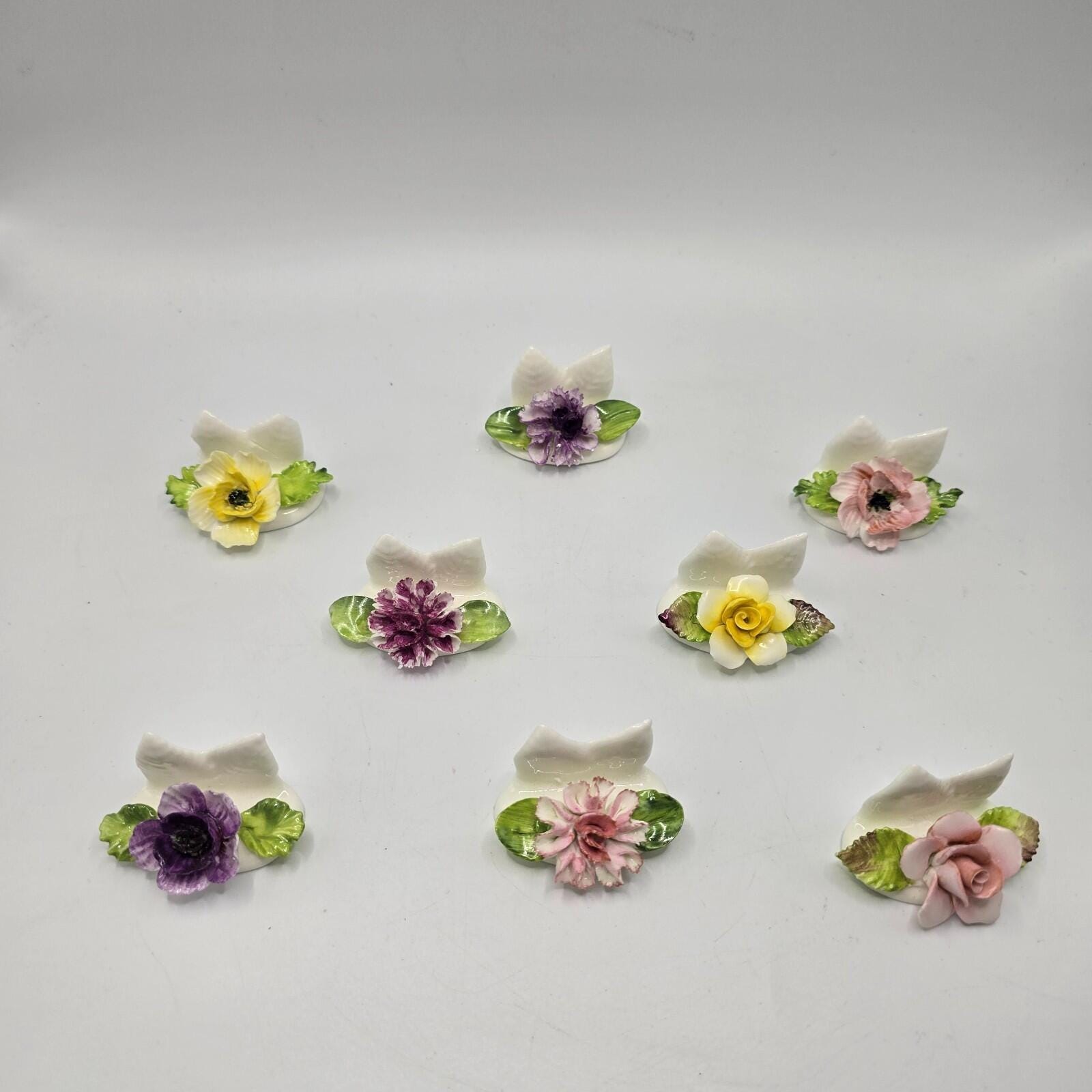 COALPORT お人形ボンチャイナ　2体 Set of 8 Coalport Bone China Flower Place Card Holders Made in