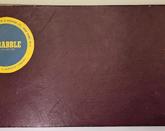 Vintage 1953 Scrabble Board Game Selchow & Righter Maroon Box USA Complete