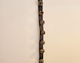 Antique 1878 Victorian Sleigh Bells Leather Strap Horse Tack Brass PAT 1878