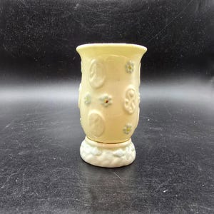 Vintage Belleek Ireland Parian 3.5" Vase Celtic Harp Forget Me Not Flowers