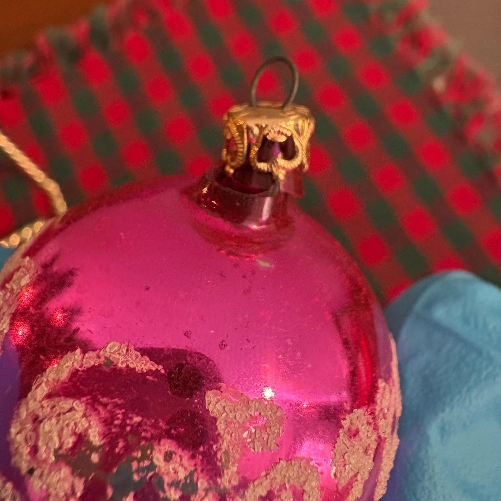 Vintage Kurt Adler boules de verre, lot de 3 décorations d'arbre de Noël scintillantes fabriquées en Colombie - France