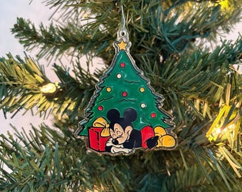 Adorno navideño vintage de Mickey Mouse de Disney, monograma, EE. UU., acrílico.