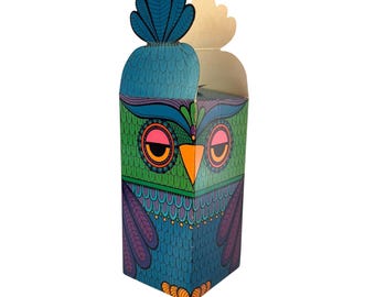 Vintage 1970s Petitotes Owl Gift Box The Drawing Board Psychedelic Pop Art USA
