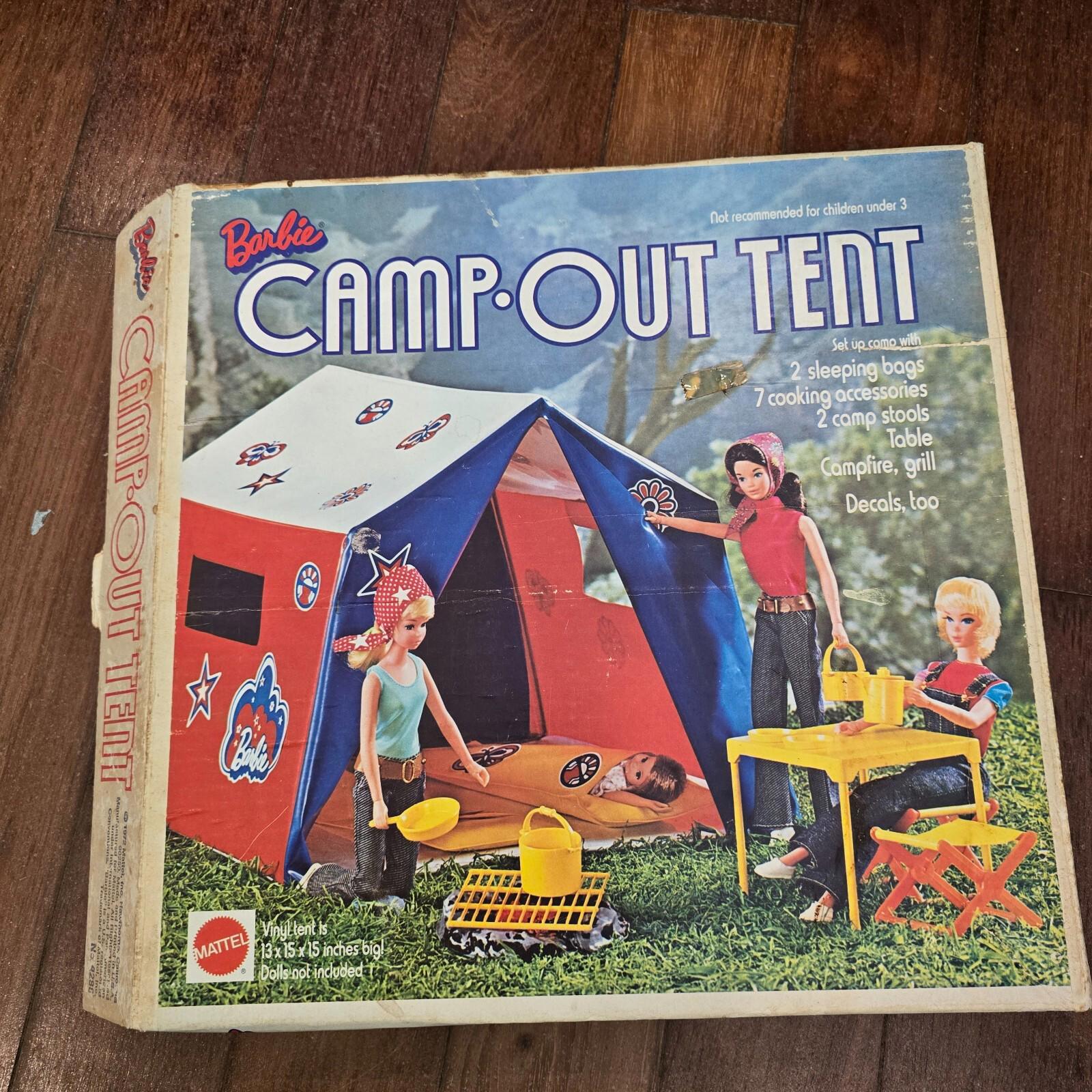 1972 Mattel Barbie Camp-out Tent With Accessories Original Box