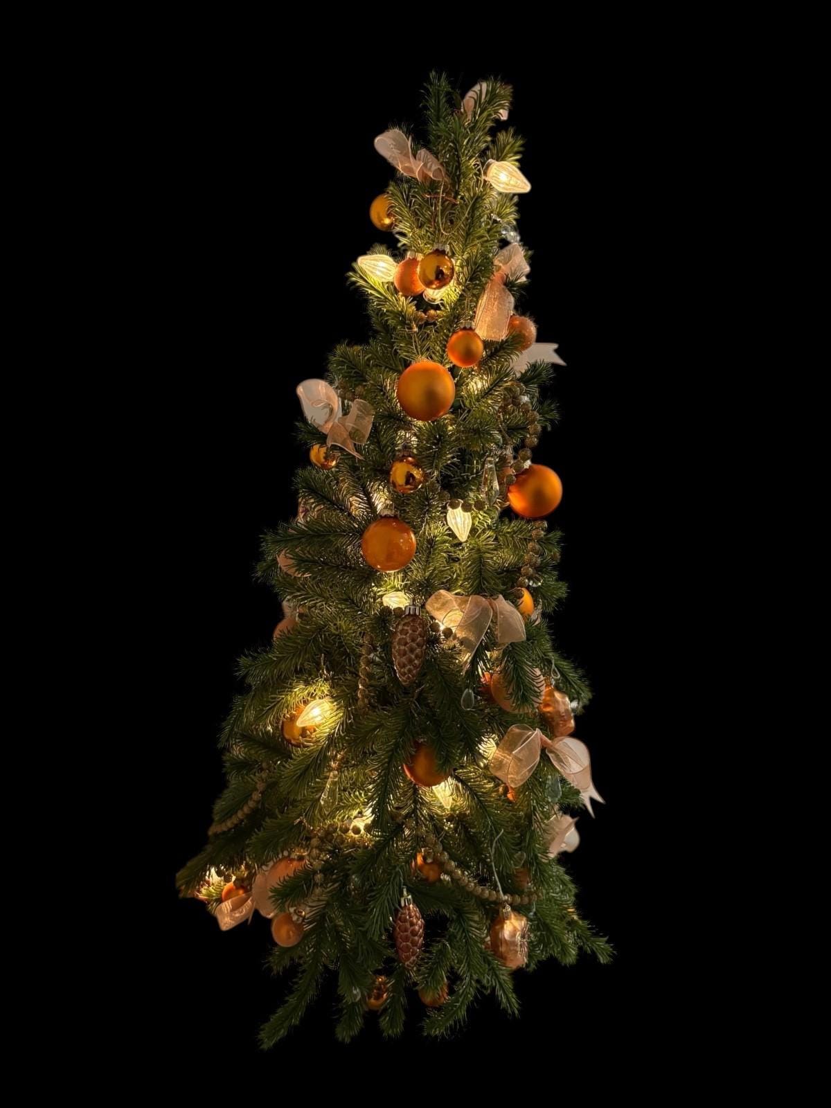34 Space-Saving Christmas Decor Ideas for Apartments 27 Vintage Pre-Decorated Tabletop Christmas Tree Contia Ornaments…