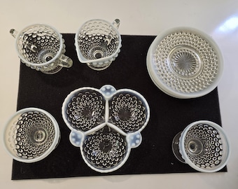 Vintage Fenton Hobnail Opalescent Glass Set – 7 Pieces