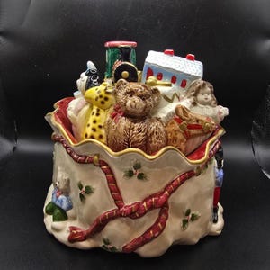 Vintage Fitz & Floyd 1987 Santa Toy Bag Cookie Jar Japan Christmas