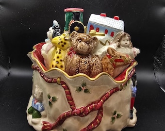 Vintage Fitz & Floyd 1987 Santa Toy Bag Cookie Jar Japan Christmas