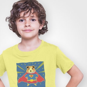 Camiseta de superhéroe conejillo de indias para niño, linda camiseta para niños, regalo para amantes de los animales, atuendo divertido de verano, ropa de cumpleaños y festividades.