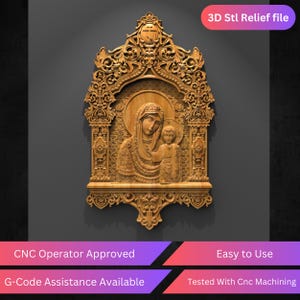 Virgen María, archivo de relieve CNC para panel de pared, archivo STL de la religión de Jesús para enrutador CNC - Descarga instantánea, listo para enrutador CNC
