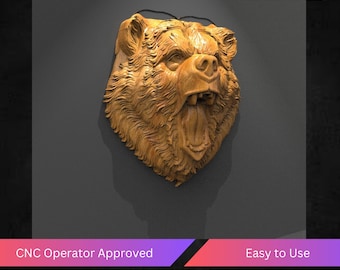 Bear Head Cnc Relief File, Stl File For Cnc Router - Instant Download | Tested & Optimized | Easy to Use Cnc Operator Approved