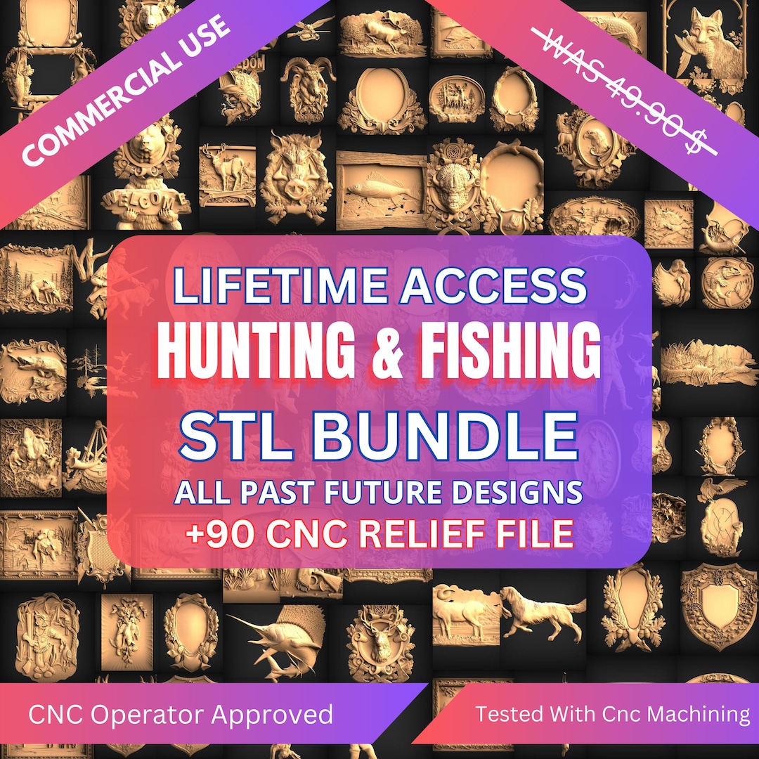 Hunting & Fishing Pack Wall Panel Cnc Relief File, 3D Stl File for Cnc ...