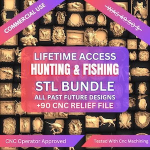 Archivo de relieve CNC para panel de pared de caza y pesca, archivo STL 3D para enrutador CNC - Descarga instantánea, paquete STL listo para enrutador CNC