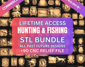 Hunting & Fishing Pack Wall Panel Cnc Relief File, 3D Stl File For Cnc Router - Instant Download Ready To Cnc Router Stl Bundle