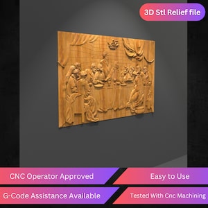 The Last Supper - Da Vinci, Wall Panel Cnc Relief File, Jesus Religion Stl File For Cnc Router - Instant Download Ready To Cnc Router