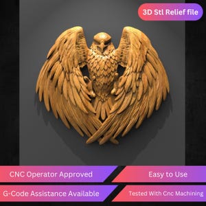 Eagle Cnc Relief File, Stl File For Cnc Router | Cnc Operator Approved | Tested & Optimized | Easy to Use | CNC Design, G Code Assistance