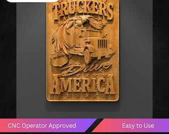 Trucker CNC Relief File: American Pride STL for CNC Router (Digital Download, VCarve Optimized)