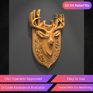 Deer Head 3D Cnc Relief File, Stl File For Cnc Router | Cnc Operator Approved | Tested & Optimized | Easy to Use | CNC Design