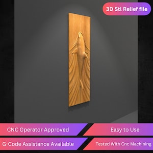 Swimming Shark Cnc Relief File, Stl File For Cnc Router - Instant Download | Tested & Optimized | Easy to Use Cnc Operator Approved