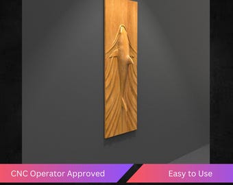 Swimming Shark Cnc Relief File, Stl File For Cnc Router - Instant Download | Tested & Optimized | Easy to Use Cnc Operator Approved