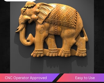 Elephant STL 3D Relief Model for CNC Router, Wood Carving, Wall Art, Elephant Sculpture STL File, Ready to Cut Cnc Design