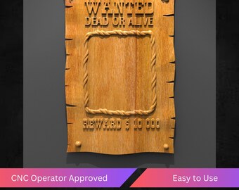 Wanted Cnc Relief File, Floral Stl File For Cnc Router  - Dead or Alive Bas Relief - Instant Download | Tested & Optimized