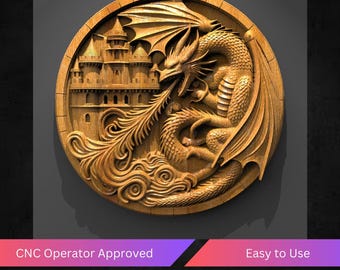 Dragon and Fantasy Castle Cnc Router Files, Stl File For Cnc, Vectric, Artcam, Easel