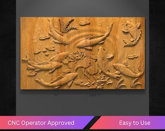 Fishes Cnc Relief File, Stl File For Cnc Router | Cnc Operator Approved | Tested & Optimized | Easy to Use | CNC Design, G Code Assistance