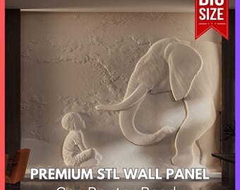 Elephant Bas Relief Wall Panel - CNC Router Files - Stl, Obj, Fbx, File for Wood, Marble, Stone Cnc Carving - Scalable Wall Art