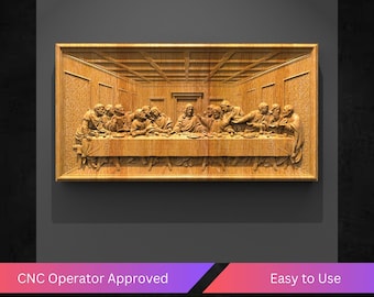 The Last Supper - Da Vinci, Wall Panel Cnc Relief File, Jesus Religion Stl File For Cnc Router - Instant Download Ready To Cnc Router
