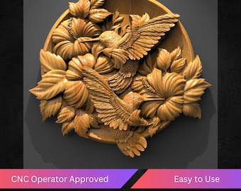 Birds And Flowers Bas Relief File, Stl File For Cnc Router