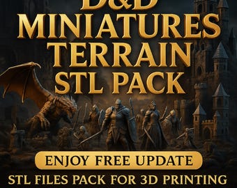 Dungeons and Dragons STL-bundel | 3D-afdrukbestanden voor alle 3D-printers | Fantasieminiaturen, monsters, helden, terrein en rekwisieten