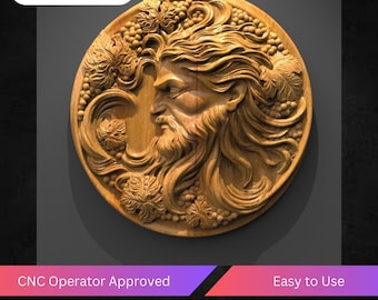 Dionysus STL Relief File: Bacchus Mythology 3D Model for CNC Router (Instant Download