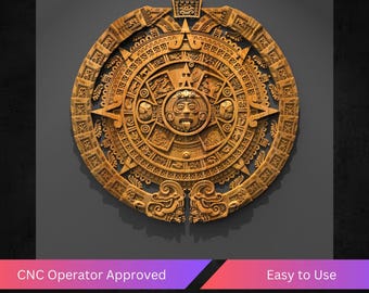 Aztec Sun Stone and Maya Calendar STL File for CNC Router and 3D Printing Art