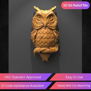 Owl Cnc Relief File, Stl File For Cnc Router | Cnc Operator Approved | Tested & Optimized | Easy to Use | CNC Design, G Code Assistance
