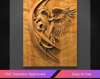 Dragon and Angel Cnc Router Files, Angel Stl File For Cnc, Vectric, Artcam, Easel