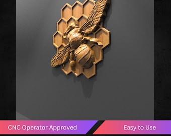 Bee and Honeycomb Cnc Relief File, Stl File For Cnc Router - Instant Download | Tested & Optimized | Easy to Use Cnc Operator Approved