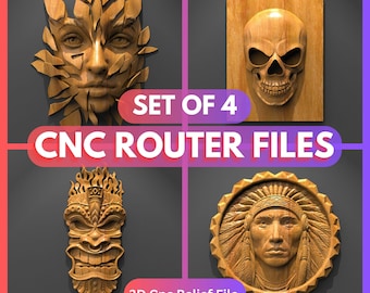 CNC Router File: Skull, Tiki Mask, Native American STL Models (Digital Download)