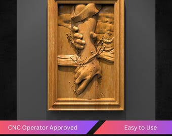 Hand Of Jesus, Wall Panel Cnc Relief File, Jesus Religion Stl File For Cnc Router - Instant Download Ready To Cnc Router