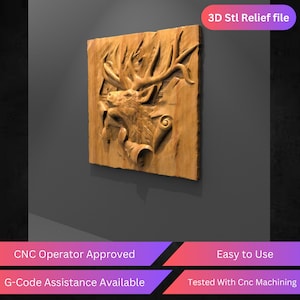 Deer Head 3D Cnc Relief File, Stl File For Cnc Router | Cnc Operator Approved | Tested & Optimized | Easy to Use | CNC Design