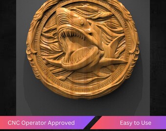 Shark Cnc Relief File, Stl Model For Cnc Router - Instant Download | Tested & Optimized | Easy to Use Cnc Operator Approved