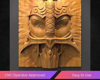 Warrior Sword 3D STL Model for CNC Router - Mythical Warrior Woman Wall Art Decor