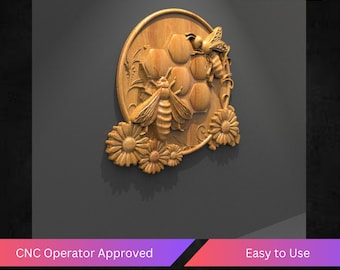 Bee and Honeycomb Cnc Relief File, Stl File For Cnc Router - Instant Download | Tested & Optimized | Easy to Use Cnc Operator Approved
