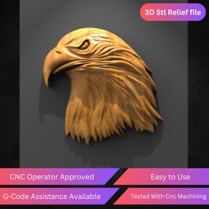Arquivo de relevo Cnc Eagle Head, arquivo STL para roteador Cnc | Operador Cnc aprovado | Testado e otimizado | Fácil de usar | Design CNC