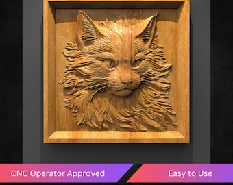 Cat Cnc Router Files, Stl Bas Relief File For Wood - Instant Download