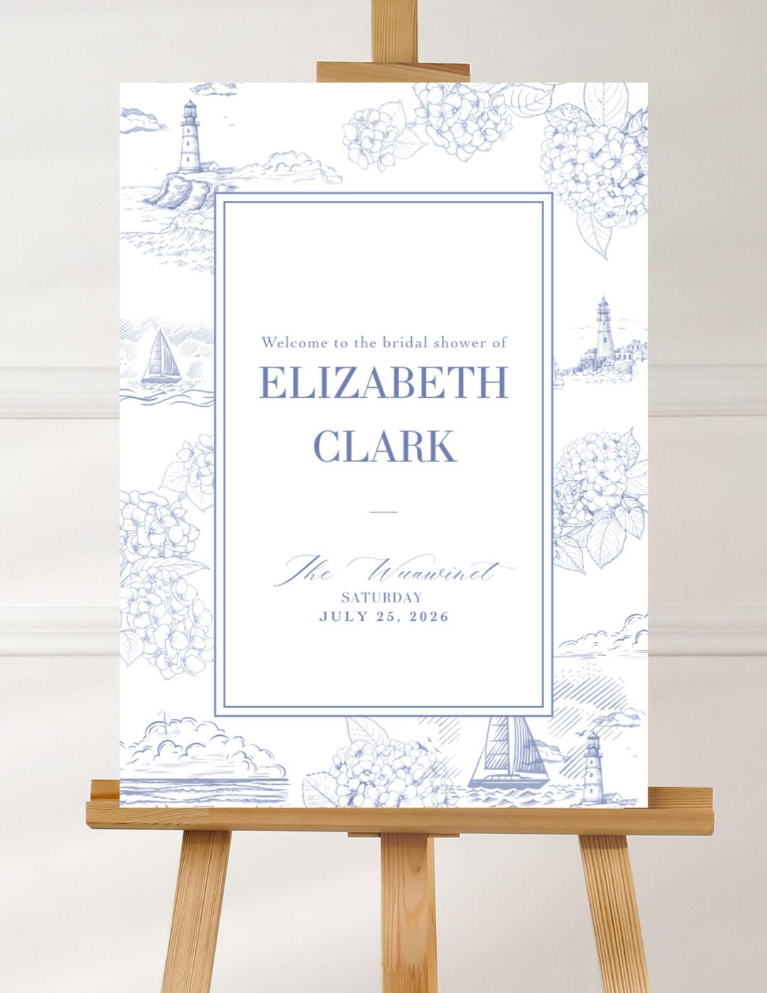 Nantucket Coastal Bridal Shower Welcome Sign Template Customizable ...