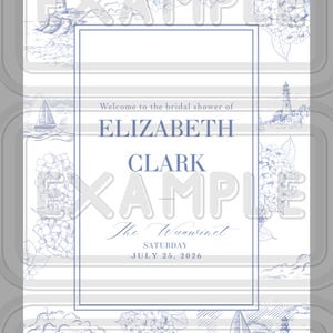 Nantucket Coastal Bridal Shower Welcome Sign Template Customizable ...