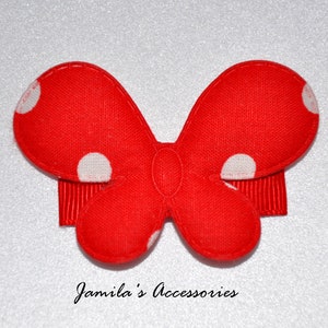 Butterfly Valentine Hair Clip, Red hair bow, white hair bow, Valentine bow, holiday hair bow, large hair bow, Red Valentine Hair Bow